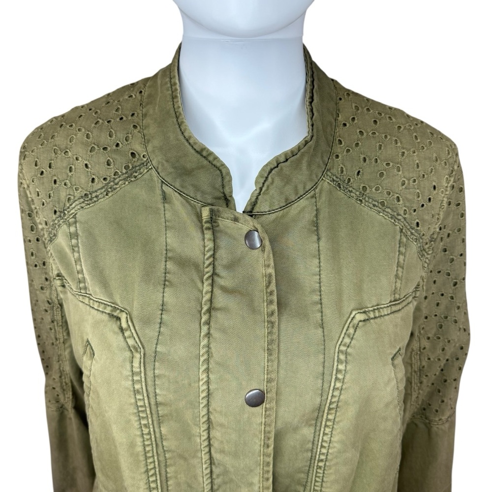 Anthropologie Hei Hei Green Marais Eyelet Anorak Utility Jacket L - Picture 3 of 9